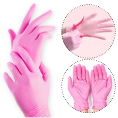 Luva Descartável Nitrílica Rosa  - Kit c/ 10 unidades