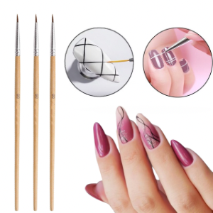 Pincel Fino p/ acabamento da esmaltação em gel - Kit c/3 unidades