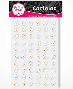 Cartelão 3D - Margaridas Brancas com aplicação de pedrarias