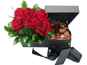 Caixa com Rosas e Bombons/caixa somente na cor marrom