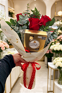 Buquê Rosas Vermelhas com Ferrero Rocher