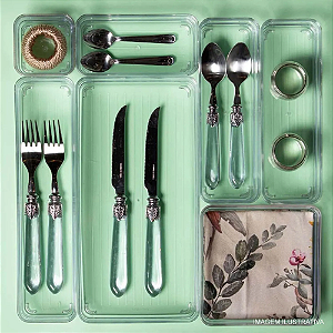 Kit Organizador Gavetas 7 Pçs Diamond Paramount Modular Acrílico Cozinha Quarto Escritório Banheiro