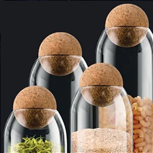 Conjunto 4 Potes De Vidro Herméticos Tampa De Cortiça