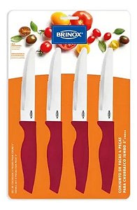 CONJUNTO FACAS 4PCS P/CHURRASCO JUMBO CROSS-VERMELHO 2556/375