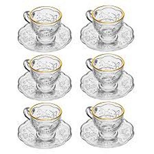 JOGO XICARA CAFE C/PIRES B. C/6 FIO OURO 180ML 220860