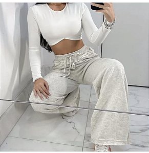 Calça moletom wide leg