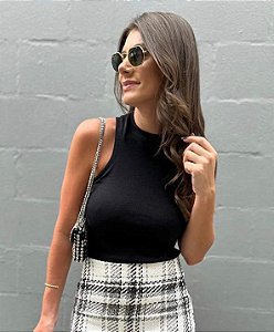 Regata Basic Canelada Duquesa Preto