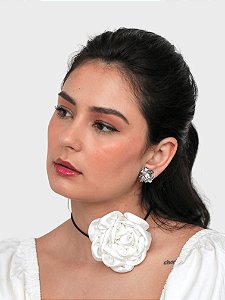 Choker de Flor Cetim Off White