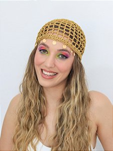 Skull Cap: Touca Crochê Verão Dourado