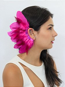 Ear Cuff Penas Rosa do Carnaval