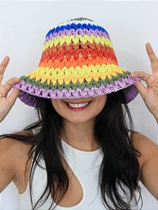 Bucket Hat de Crochê Sol Colorido