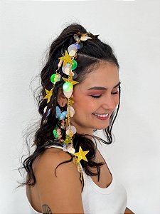 Tic-Tac Paetê Holográfico Coral Estrelado