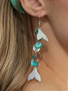 Brinco Sereia Paetês (várias cores)