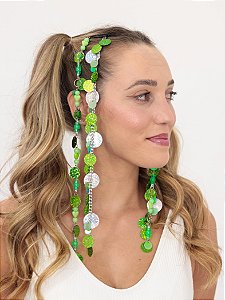 Tic-Tac Paetê Holográfico Verde Prateado