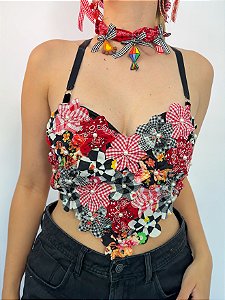 Top Coração Flor do Arraiá