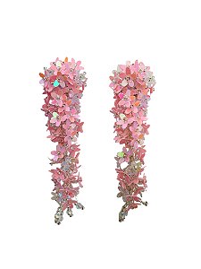 Brinco Cacho de Flor Rosa