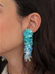Brinco Cacho de Flores Azul