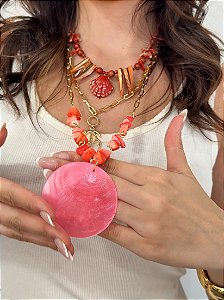 Colar Longo Cartier Coral Natural