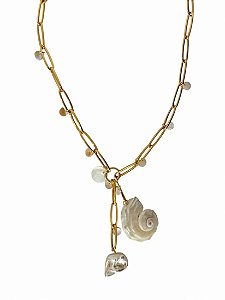 Colar Gravatinha Concha Pérola