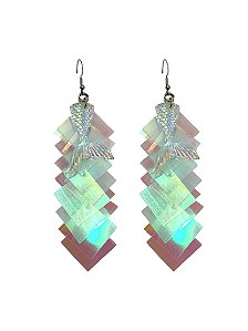 Brinco Paetê Sereia Irizado