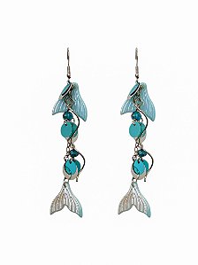 Brinco Paetê Sereia Azul