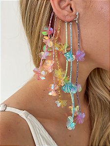 Ear Cuff Paetê Colorido Beijo Doce