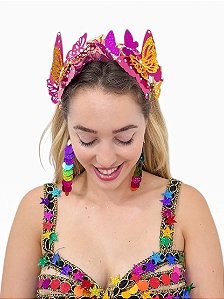 Tiara Borboletário Rosa