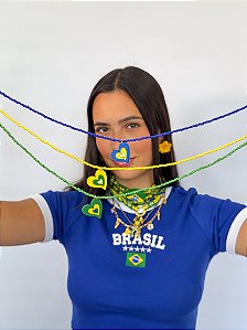 Colar Triplo Brasil Corações