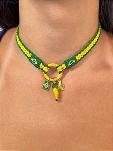 Choker Mosquetão Amuleto Tropical
