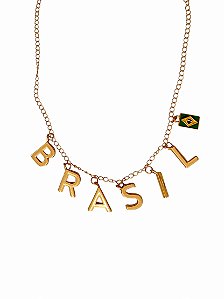 Colar Charms Brasil Dourado