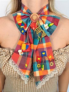 Choker Laço Xadrez Arraiá
