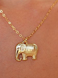 Colar Banhado Ouro 18k Elefante