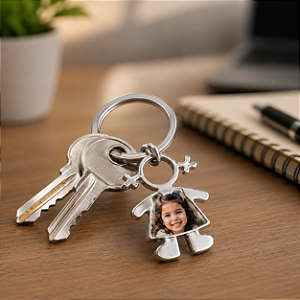 Chaveiro inox fotográfico personalizado - menininha