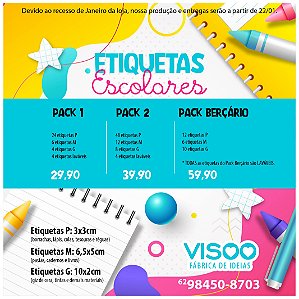 Etiquetas Escolares Adesivas Personalizadas Visoo