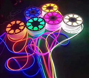 A LED Neon Flex RGB 220v SMD 5050 Carretel 100 metros Alto brilho