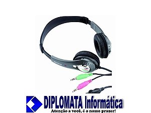 FONE HEADSET CABLE MIC PRATA  - DIPLOMATA Informática