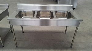 Mesa de Inox com 3 Cubas