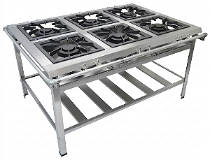 Fogão 6 bocas GLP centro fogo duplo
