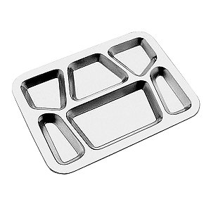 Bandeja Refeição Aço Inox 6 Divisões