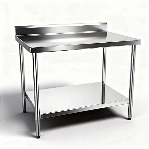 Mesa Lisa de Encosto (Aço Inox sem Prateleira)