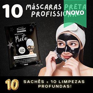 01 Kit c/ 10 Máscaras Preta Removedora De Cravos Peeling Black (R$1,99 cada sachê)