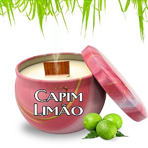 Vela Aromática Luxo 130g CAMPIM LIMÃO Pavio Madeira | Vela Aromatica Atacado para Revenda