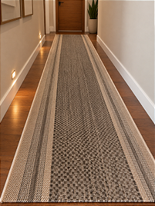 Passadeira Trilho Sisal Sintético Eco-Nature Nature Moldura Bege Marrom 87- (Fazemos o comprimento sob medida)