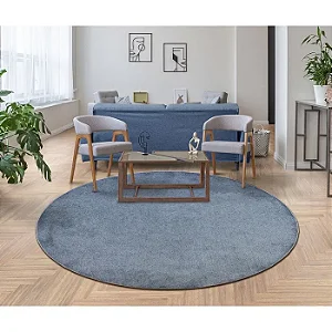 Tapete Redondo Relex N Azul Cobalto 1,90 m- Tapetes São Carlos