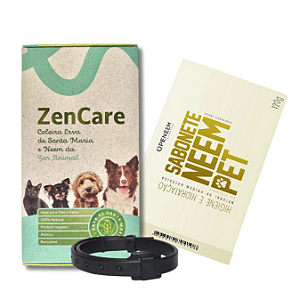 Kit com 1 Coleira Natural ZenCare Erva de Santa Maria e Sabonete Neem Pet