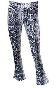 Calça flare estampa de cobra