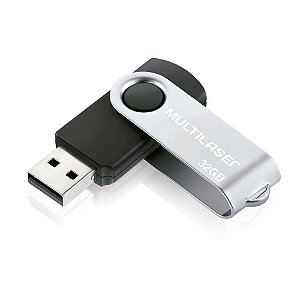 Pen Drive 32 Gb Multilaser Pd589, Usb 2.0, Preto/Prata