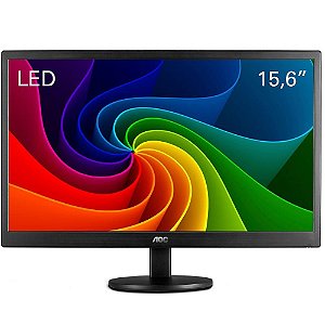 Monitor Led 15.6" Aoc E1670Swu/Wm, Widescreen, Vga, Alimetação Usb