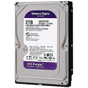 Hd Segurança 2 Tb Western Digital Wd22Purz, Purple, Surveillance, Sata3, 5.400 Rpm, 64 Mb, 3.5"