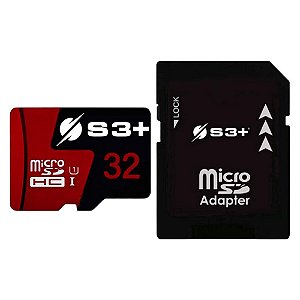 Cartão de Memória 32 GB S3+, MicroSD, Classe 10, com Adaptador, S3Sdc10U1/32Gb-R